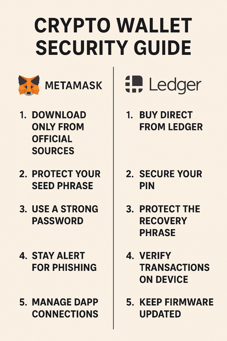 Crypto Wallet Security Guide – Using MetaMask & Ledger Safely